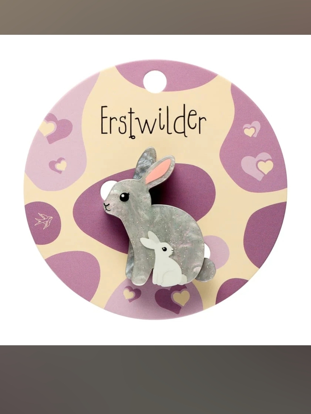 Erstwilder Gray Bunny Brooch Bunnies Simplified Mini Brooch
